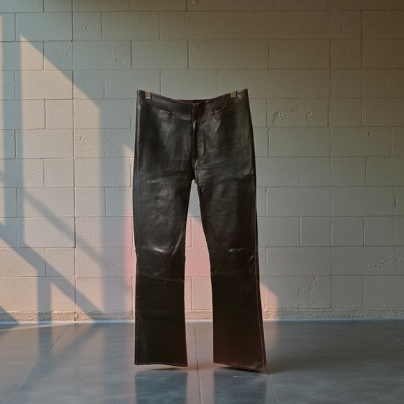 Tandem Leather Pant Brown & Ruby Red Stitching | Boutique Women’s Size 40 = US 4 - Picture 2 of 14